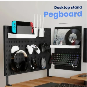 No Drill Desktop Pegboard Rack Gaming Room Storage