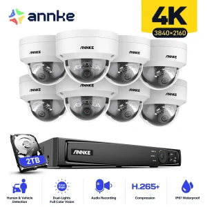 ANNKE 4K 8CH POE Network Video Surveillance System NVR Recorder With 8PCS 4PCS 8MP