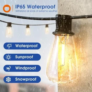 150FT LED Outdoor String Lights Waterproof Patio Lights Shatterproof ST38 - Thumbnail Image 3