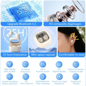 SK small earbuds wireless blue-tooth headset, head-phones sport, sleep, work - Thumbnail Image 6