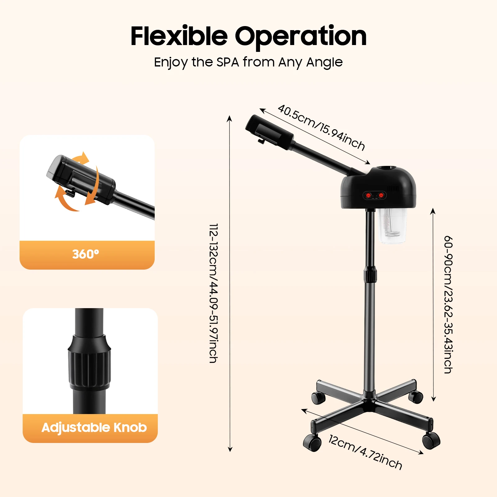 750ml Ozone Facial Steamer Height Adjustable Sprayer 360° - Image 3