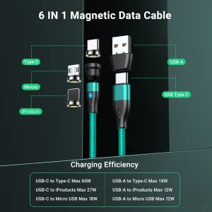 AUFU Magnetic USB C Cable PD60W USB C to Type C Fast Charger - Thumbnail Image 6