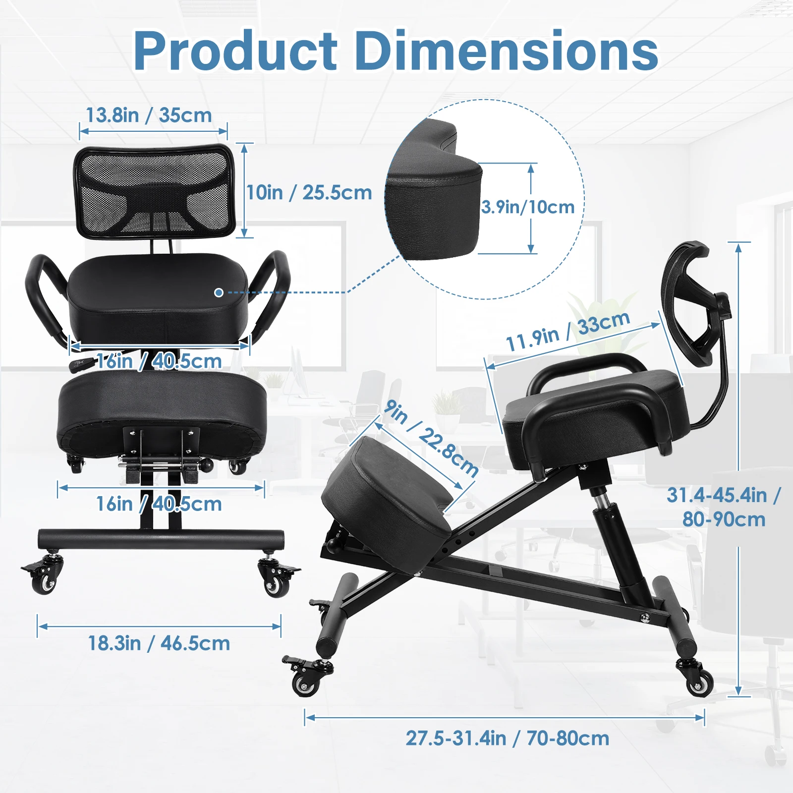 Kneeling Chair with Back Support - Image 2