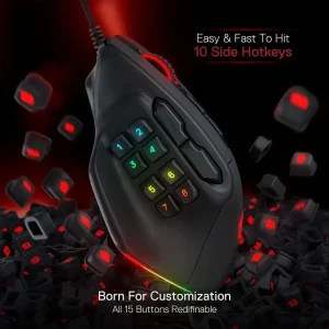Redragon M811 Aatrox MMO Gaming Mouse, 15 Programmable Buttons Wired RGB Gamer Mouse - Thumbnail Image 2