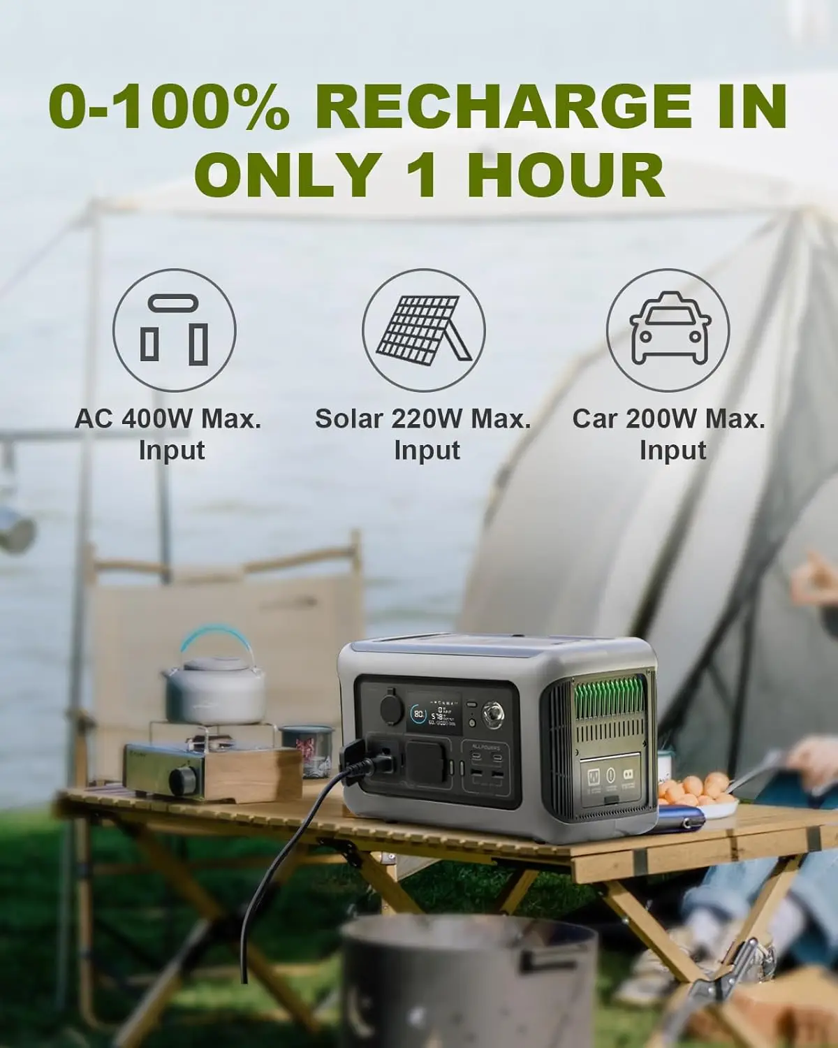 ALLPOWERS Solarpanel 100W 140W 200W Solar Energy Charger with LiFePo4 Battery 299Wh 600W Portable Power Station for Camping RV - Image 6