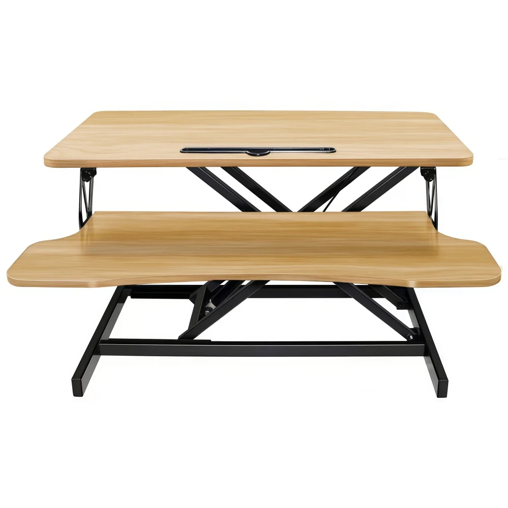 32" Modern Height Adjustable Desk Converter, Sit Stand Dual Monitor & Laptop Workstation - Image 8