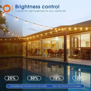 150FT LED Outdoor String Lights Waterproof Patio Lights Shatterproof ST38 - Thumbnail Image 6