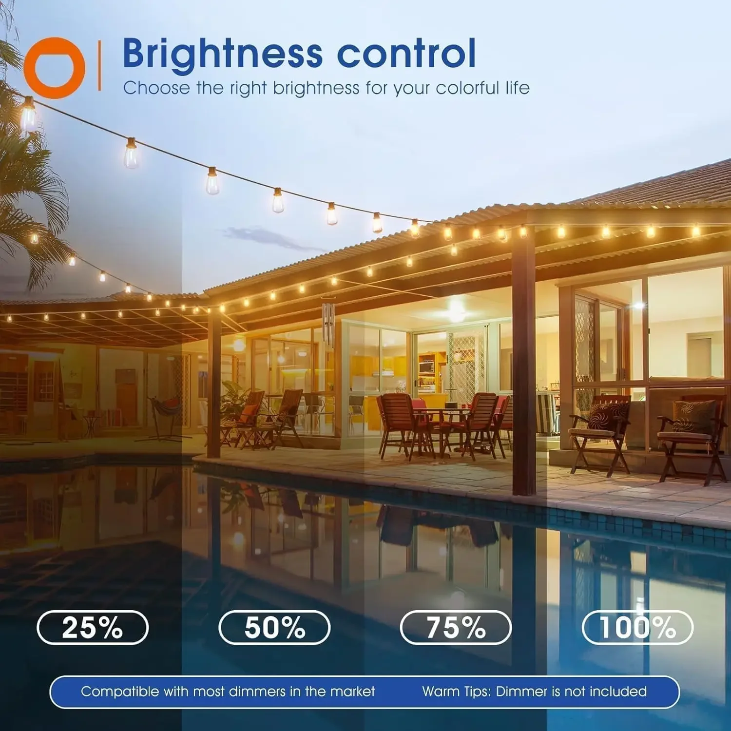 150FT LED Outdoor String Lights Waterproof Patio Lights Shatterproof ST38 - Image 6
