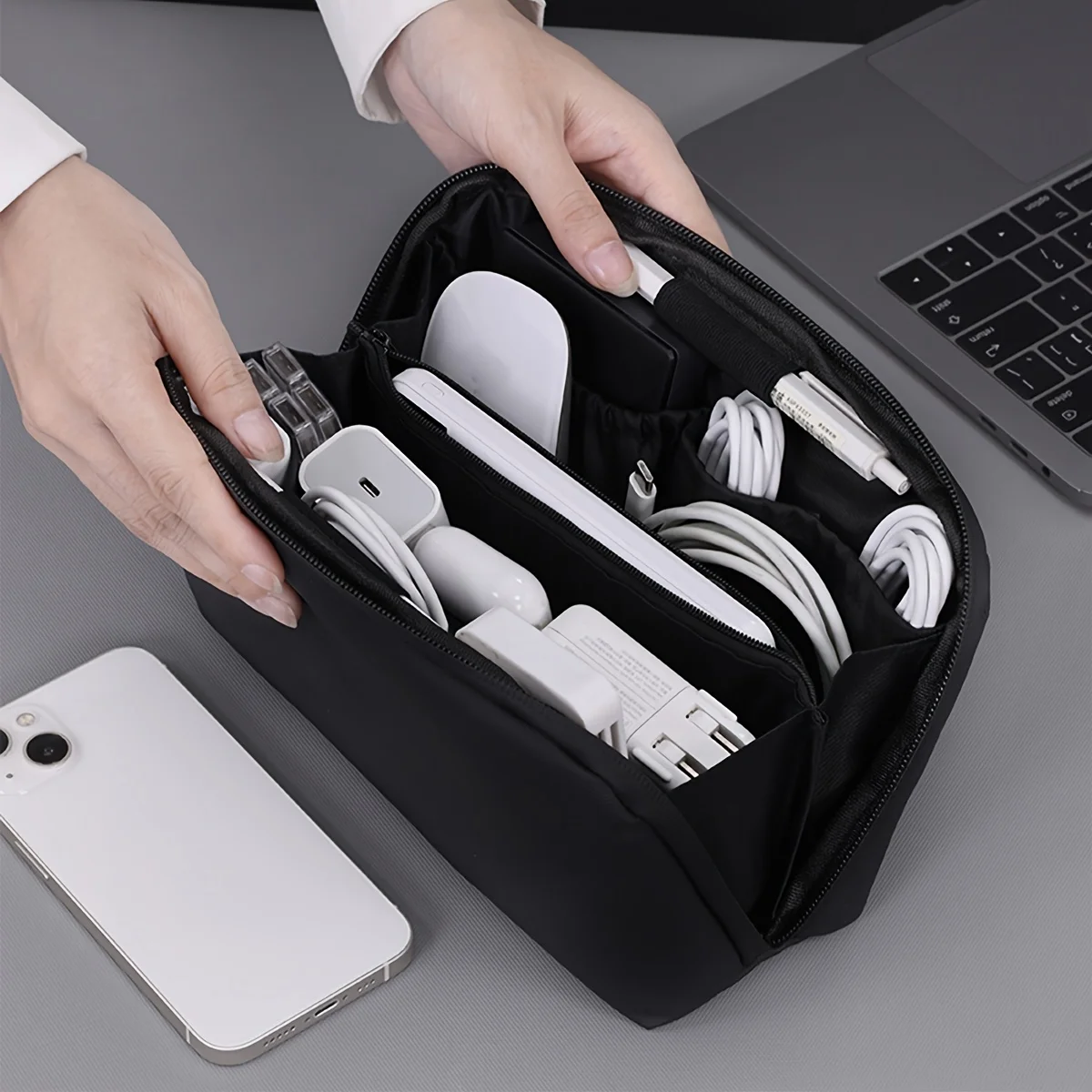 Portable Data Cable Storage Bag Mouse Headphones Power Bank Digital Accessories Organizer Bag - Image 1