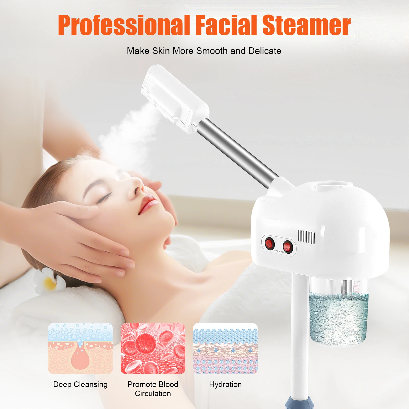 750ml Ozone Facial Steamer Height Adjustable Sprayer 360° - Image 6