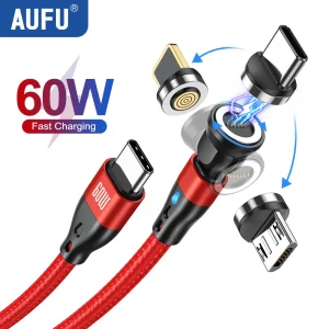 AUFU Magnetic USB C Cable PD60W USB C to Type C Fast Charger