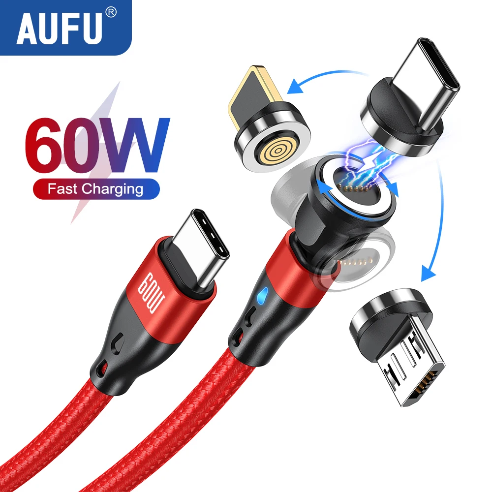 AUFU Magnetic USB C Cable PD60W USB C to Type C Fast Charger - Image 1