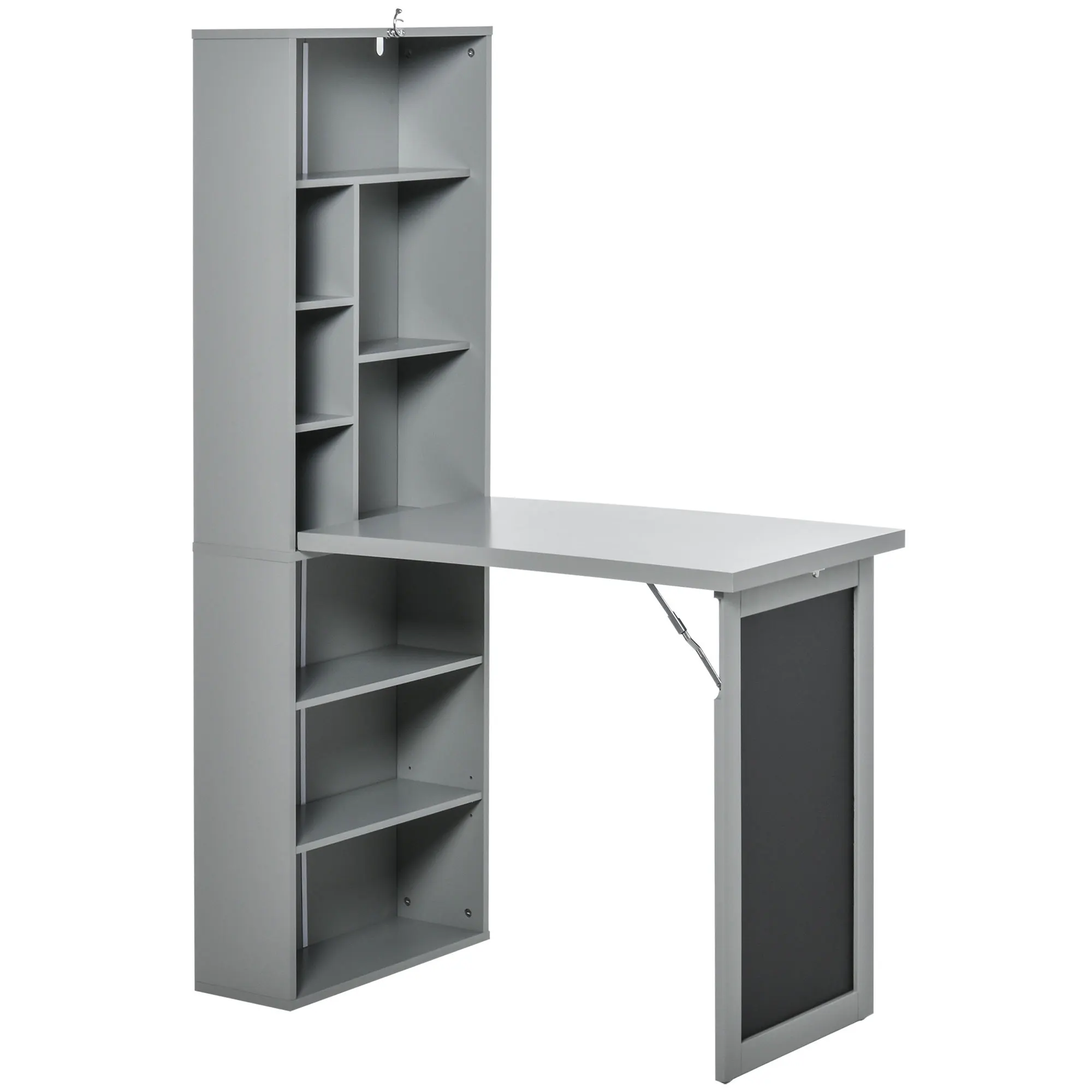 Home-com Fold-Out Convertible Office Desk, Wall Mount Computer Desk with Blackboard and Side Shelf - Image 1