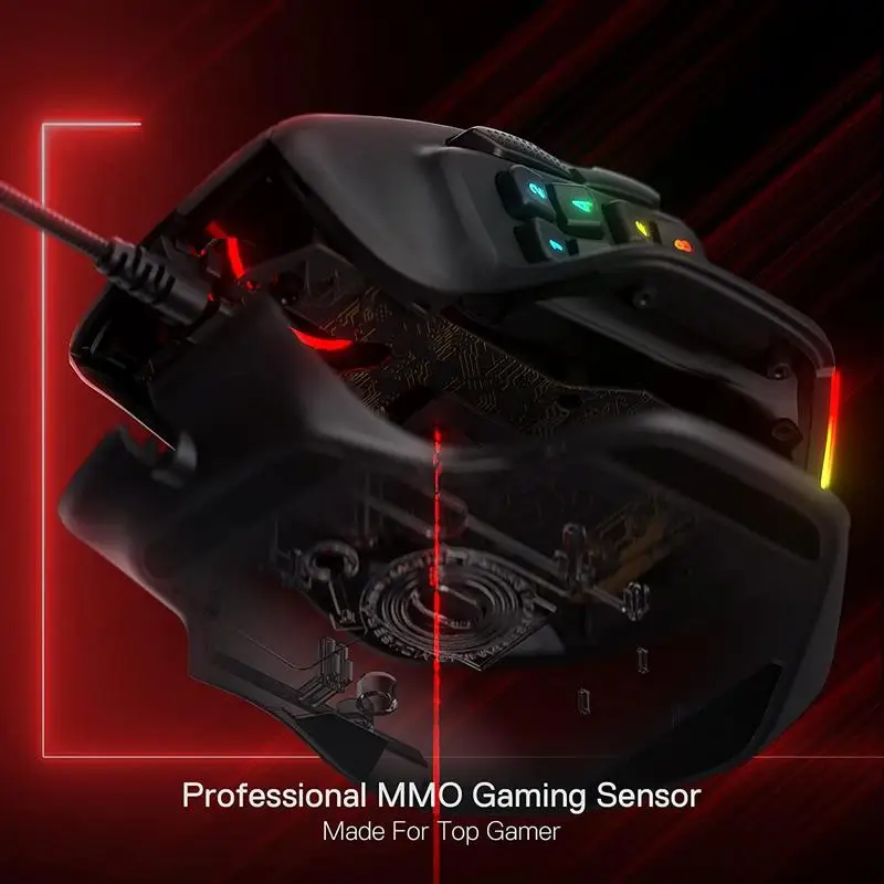 Redragon M811 Aatrox MMO Gaming Mouse, 15 Programmable Buttons Wired RGB Gamer Mouse - Image 4