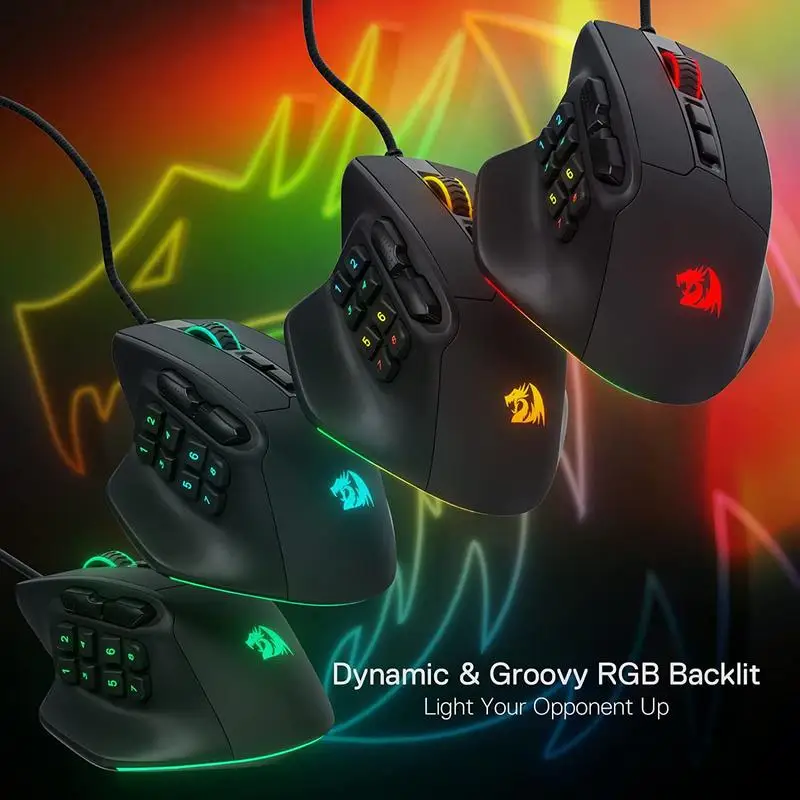 Redragon M811 Aatrox MMO Gaming Mouse, 15 Programmable Buttons Wired RGB Gamer Mouse - Image 3
