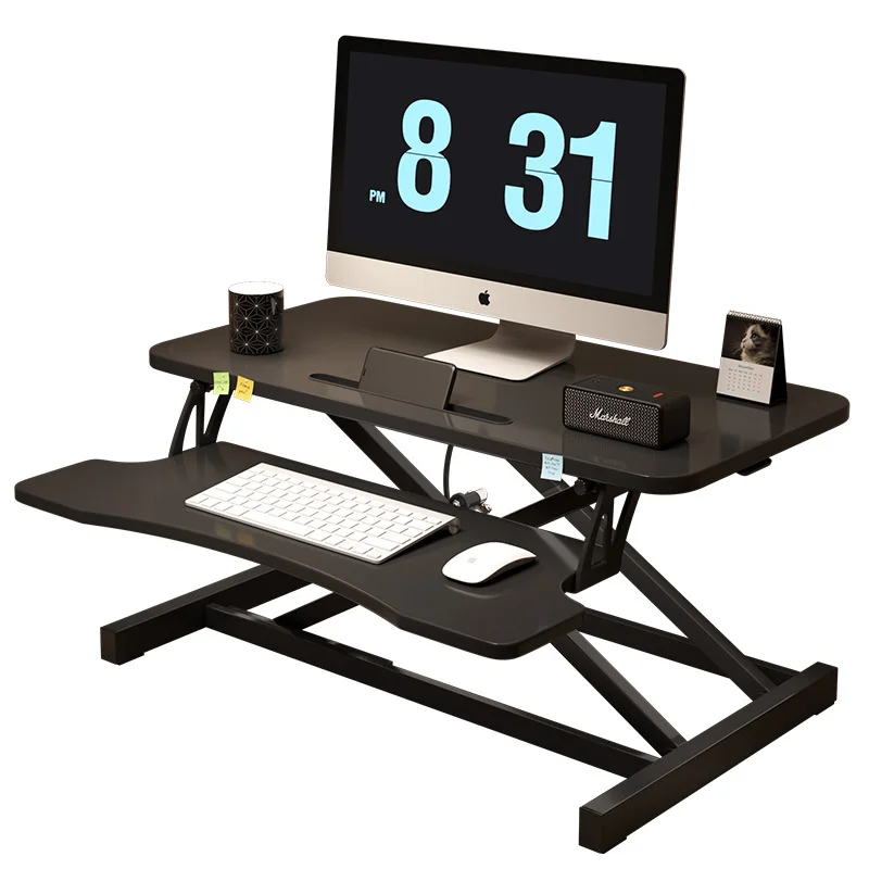 32" Modern Height Adjustable Desk Converter, Sit Stand Dual Monitor & Laptop Workstation - Image 5
