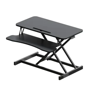 32" Modern Height Adjustable Desk Converter, Sit Stand Dual Monitor & Laptop Workstation - Thumbnail Image 6