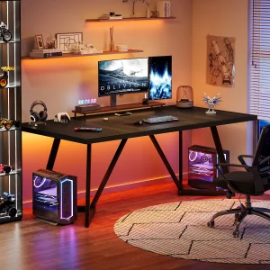 Tribe-signs 180cm Large Executive Desk, Modern Black Office Desk with Metal Frame - Thumbnail Image 5