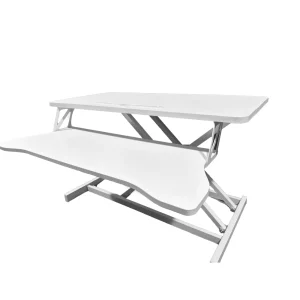 32" Modern Height Adjustable Desk Converter, Sit Stand Dual Monitor & Laptop Workstation - Thumbnail Image 7